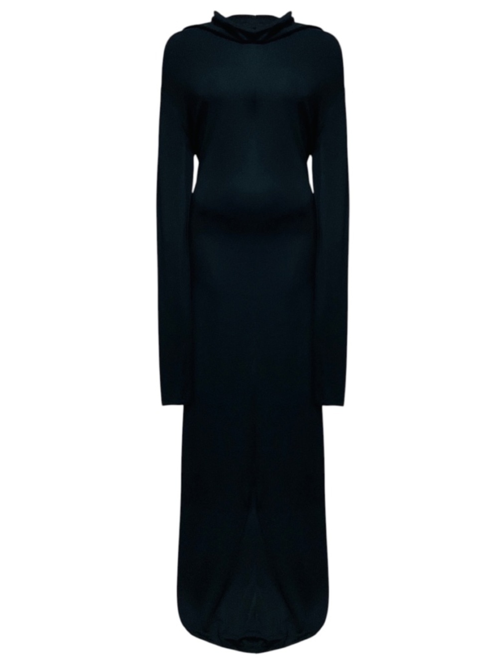 FERRAGAMO BLACK COWL NECK LONG SLEEVED JERSEY MAXI DRESS